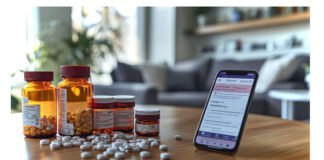 Indian family saving money on generic medicines by ordering online, showing 50-80% cost reduction for chronic prescriptions