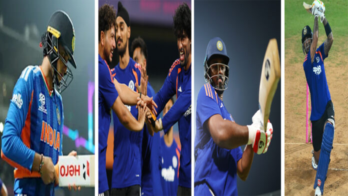 ind-vs-eng-semi-final-2026- Indian cricket team players discussing strategy before the T20 World Cup 2026 semi-final against England.