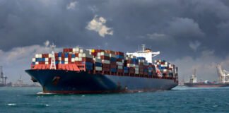 Container ships in Gulf waters amid rising shipping surcharge impact on India exports