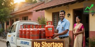 LPG gas cylinder delivery at home in India with government assurance of no shortage and stable fuel supply