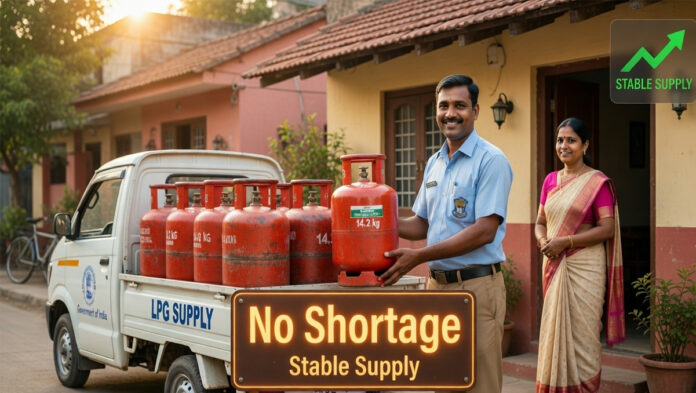 india-lpg-cylinder-delivery LPG gas cylinder delivery at home in India with government assurance of no shortage and stable fuel supply