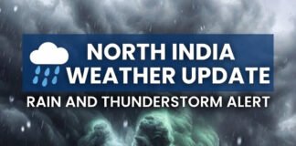 Western disturbance rain clouds over North India causing thunderstorms and weather alert