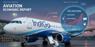 IndiGo aircraft at airport as airline increases fuel surcharge due to rising aviation fuel prices