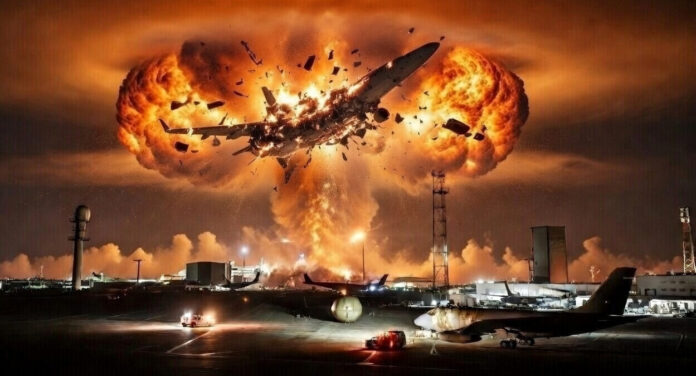 Prince Sultan Air Base in Saudi Arabia after reported Iranian missile strike damaging US refueling aircraft