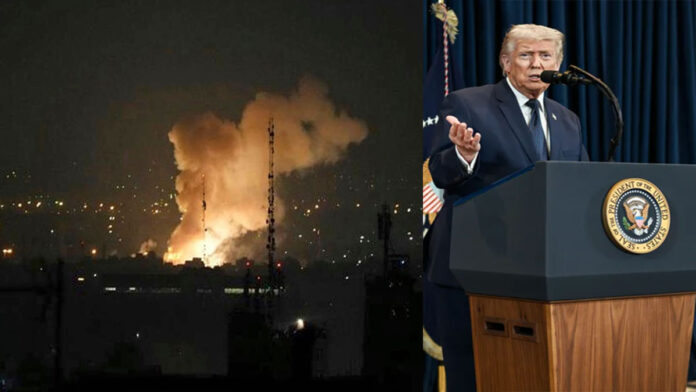 israel-iran-airstrikes-2026 Israel airstrike on Iran with explosions and rising smoke amid escalating Middle East conflict