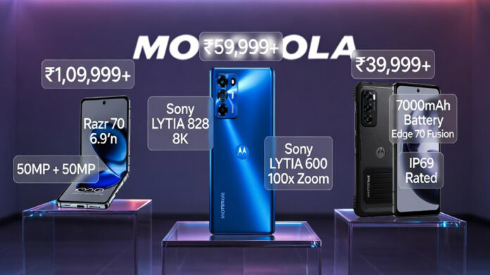 motorola-signature-razr-70- Motorola Signature quad 50MP camera flagship with Razr 70 foldable and Edge 70 Fusion 7000mAh on display March 2026