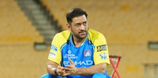 MS Dhoni during Chennai Super Kings practice session ahead of IPL 2026