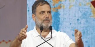 Rahul Gandhi speaking about MSP and farmers’ issues during a public address