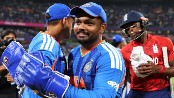 sanju-samson-t20-world-cup- Sanju Samson T20 World Cup 2026 Player of Tournament nominee India jersey celebration