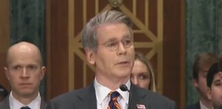 U.S. Treasury Secretary Scott Bessent speaking about the 30-day waiver allowing India to purchase Russian oil cargoes stuck at sea