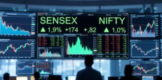 Indian stock market closes higher with Sensex up 326 points and Nifty above 23,100.