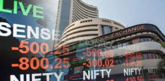 Sensex and Nifty decline on stock market screen amid geopolitical tensions