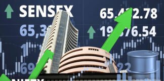 Indian stock market rally with Sensex and Nifty rising as oil prices fall and US Iran tensions ease.
