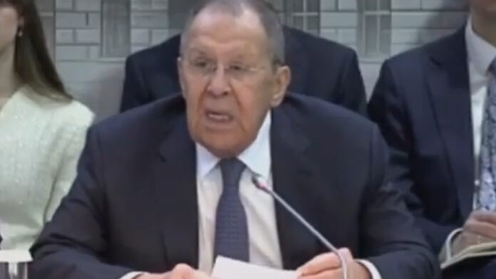 sergei-lavrov-russia-iran-m Russian Foreign Minister Sergei Lavrov speaking about Iran conflict and Middle East tensions at diplomatic meeting in Moscow