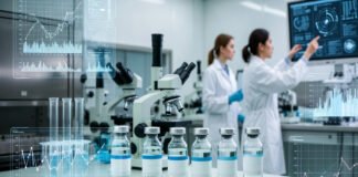 Smart insulin research showing insulin vial and glucose monitoring technology for diabetes treatment breakthrough