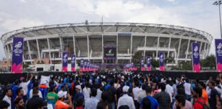 Crowds outside Narendra Modi Stadium in Ahmedabad ahead of India vs New Zealand T20 World Cup 2026 Final