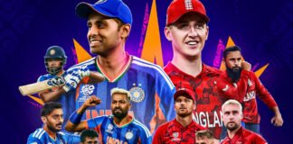 T20 World Cup semi-final teams statistics chart featuring India England Pakistan records