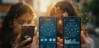 Young women using a mobile astrology app for relationship and life guidance in India