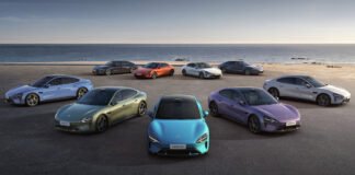 Xiaomi SU7 electric car with futuristic design and fast charging concept
