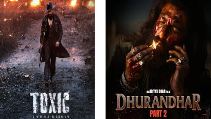 yash-toxic-movie-new-releas Actor Yash from the film Toxic: A Fairytale for Grown-Ups with a dramatic cinematic background announcing the film’s postponed release date.
