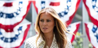 Melania Trump speaking at press conference denying Epstein connection