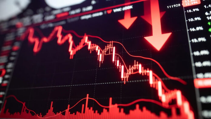 Sensex Nifty Fall April 2026 Market Crash Sensex and Nifty falling stock market chart with red downward trend