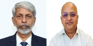 Amarendu Prakash and Rajesh Kumar with SAIL plant and REC office background highlighting PSU leadership changes in India