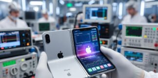 Apple foldable iPhone prototype testing with flexible display issues