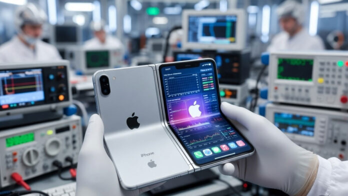 Apple foldable iPhone prototype testing with flexible display issues