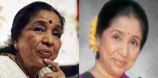 Asha Bhosle tribute scene with fans and celebrities gathered at Mumbai residence