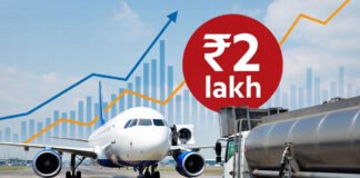 Jet fuel price surge in India showing aircraft refueling, rising ATF cost charts, and impact on airfares
