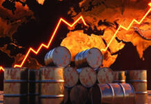 Oil Prices Jump Above $110 as Hormuz Crisis Deepens Oil pumpjack silhouetted against rising crude oil price charts amid global geopolitical tensions