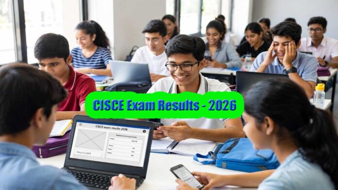 cisce-icse-isc-result-2026- Students checking CISCE ICSE ISC Result 2026 online on laptop and mobile