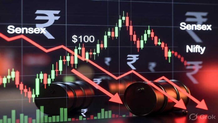 Impact of Rising Crude Oil Prices on Indian Stock Market crude oil impact on Sensex Nifty India stock market fall inflation rupee pressure