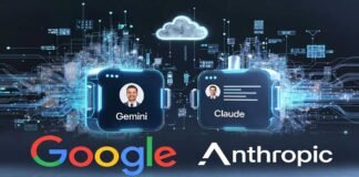 Google and Anthropic AI partnership with Gemini and Claude chatbot concept