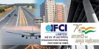 IFCI Limited office building with financial charts showing declining profits
