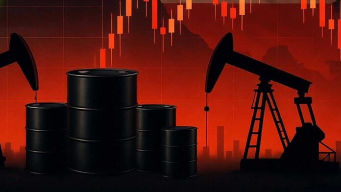 Crude Oil Price Surge and Stable Fuel Supply in India Crude oil price surge chart with stable fuel supply in India and refinery operations