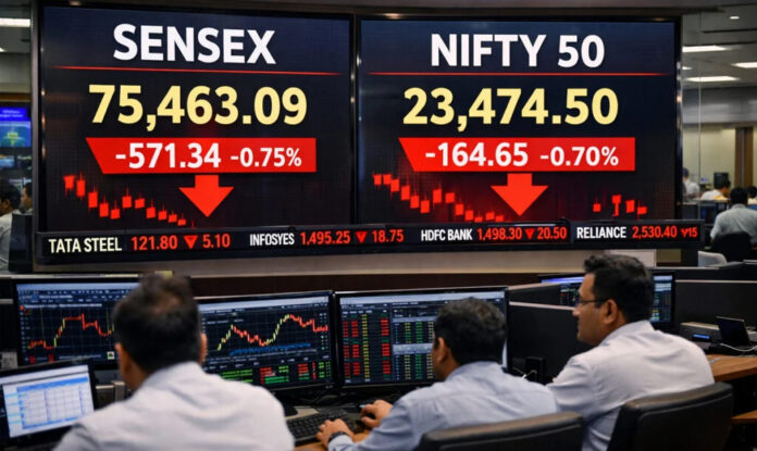 Indian Stock Market Opens Lower: Sensex Slips, Nifty Falls Below 22,700 Amid Global Tensions Indian Stock Market Opens Lower: Sensex Slips, Nifty Falls Below 22,700 Amid Global Tensions