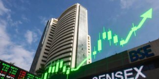 Sensex and Nifty surge on April 1 2026 stock market opening with green upward trend charts
