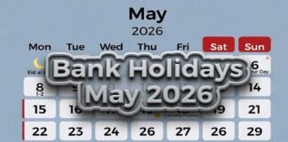 May 2026 bank holiday calendar India with marked closed dates