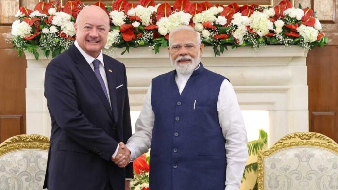 PM Narendra Modi and Austrian Chancellor Christian Stocker meeting at Hyderabad House in New Delhi