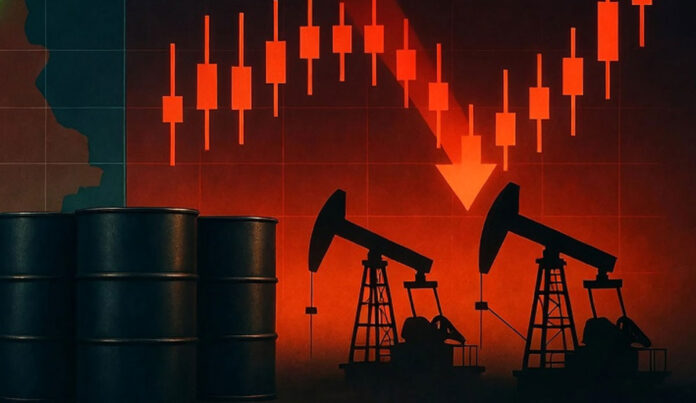 Oil Price Crash and Stock Market Rally Oil price drop chart with rising stock market graphs after US Iran ceasefire