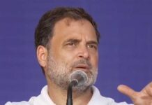 Rahul Gandhi Slams RSS Over Ram Madhav’s US Remarks, Sparks Political Row Rahul Gandhi speaking with RSS and Ram Madhav controversy context in background