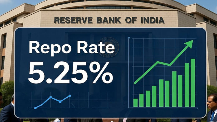 RBI Repo Rate Unchanged 5.25 Percent 2026 RBI headquarters and repo rate announcement 5.25 percent India policy