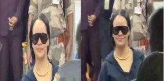 Rihanna India 2026 Mumbai airport viral video fans paparazzi night arrival