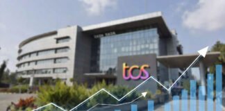 TCS headquarters building with financial results growth concept