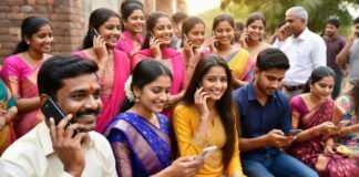 Mobile users making calls and sending SMS with affordable telecom plans India