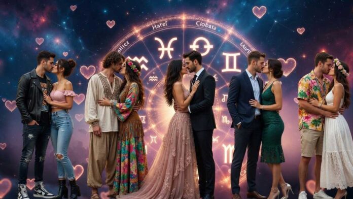 11 May 2026 Love Horoscope Romantic zodiac symbols with glowing heart and astrological background representing daily love horoscope for May 11, 2026