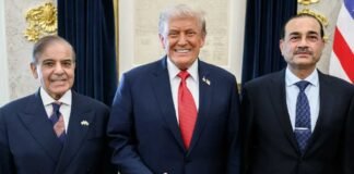 President Donald Trump with Prime Minister Shehbaz Sharif and Field Marshal Asim Munir of Pakistan
