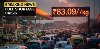 CNG price hike board at a Delhi fuel station showing updated rates above ₹83 per kg